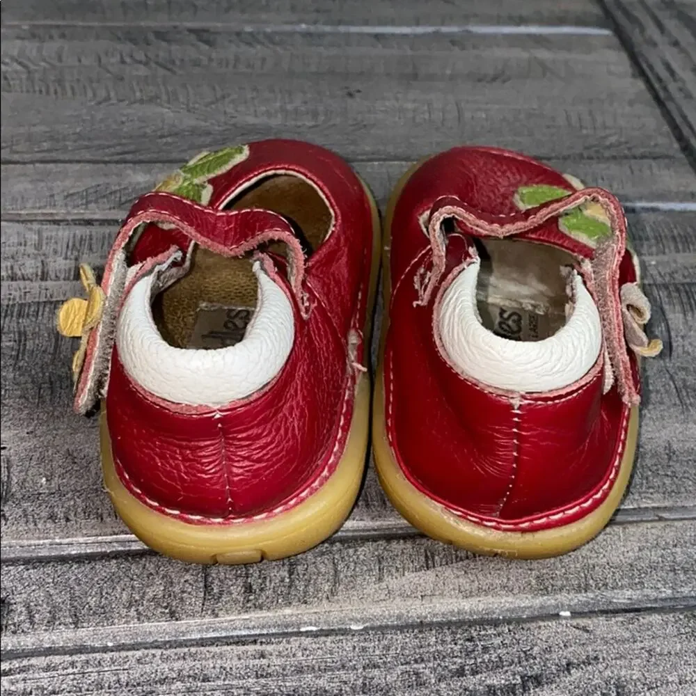 Pedoodles Leather Flower Mary Janes Large